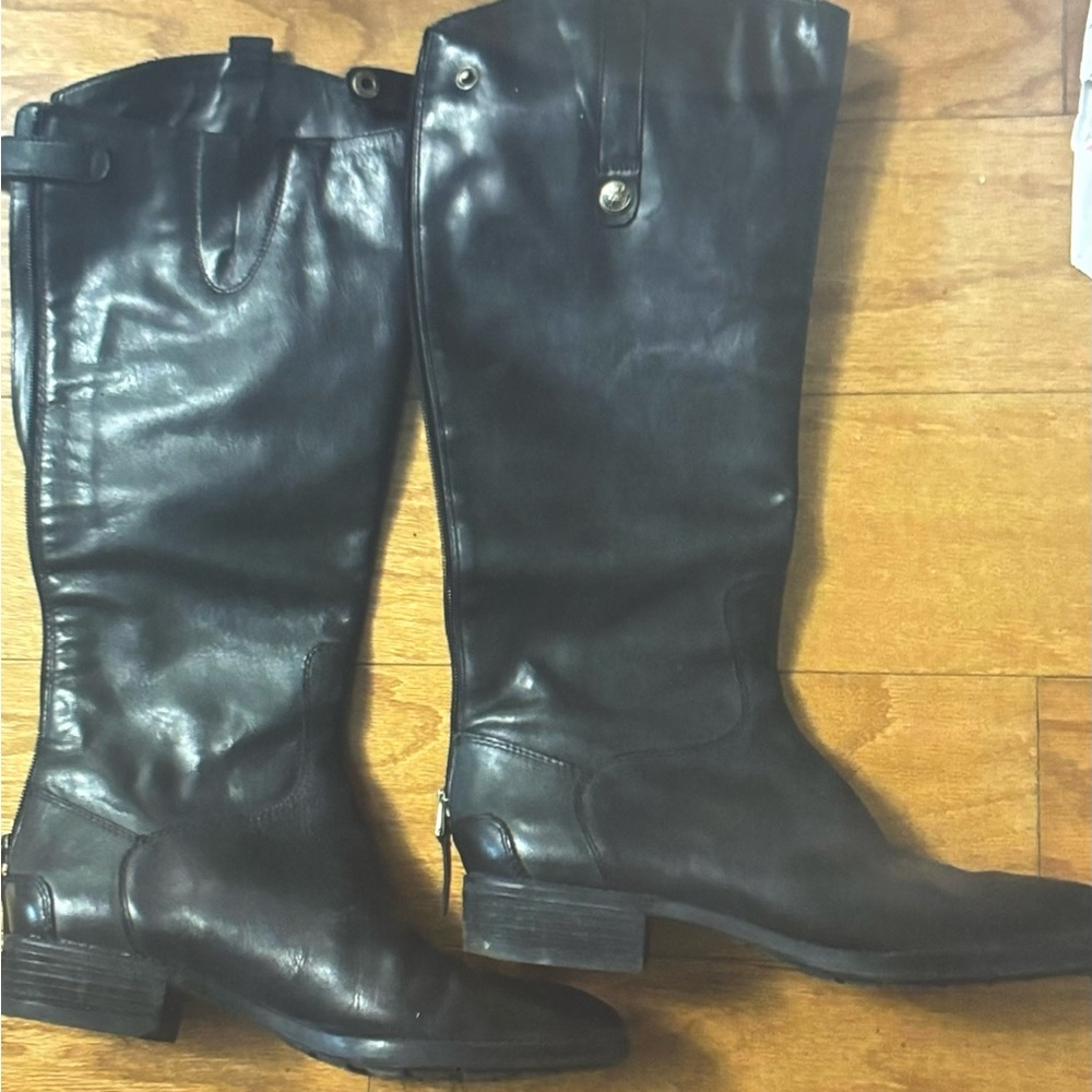 Black Leather Knee-High Boots